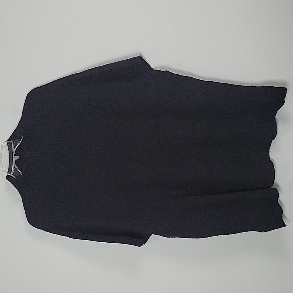 Isaac Mizrahi Live Black Cashmere Mock Neck Poncho Sweater 2 ply
